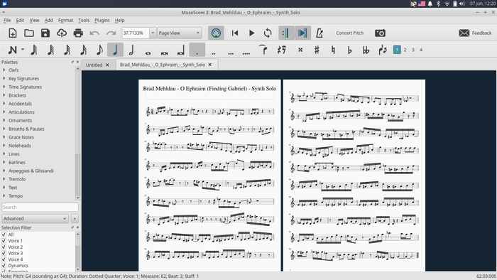 MuseScore transcription screenshot